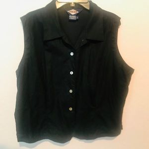 Vintage black linen vest